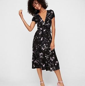 Floral Midi  faux wrap dress